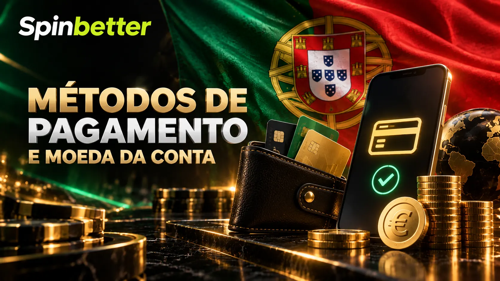 Métodos de pagamento e moeda da conta disponíveis para jogadores portugueses