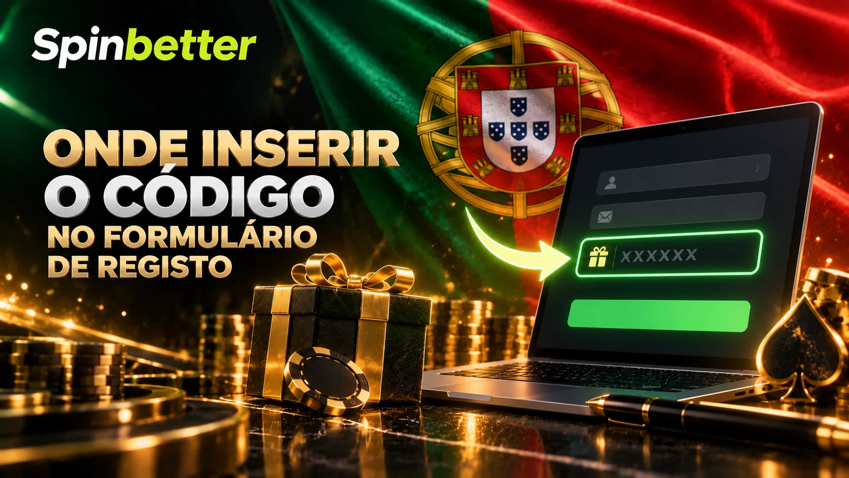 Campo de código promocional no formulário de registo, ainda por preencher